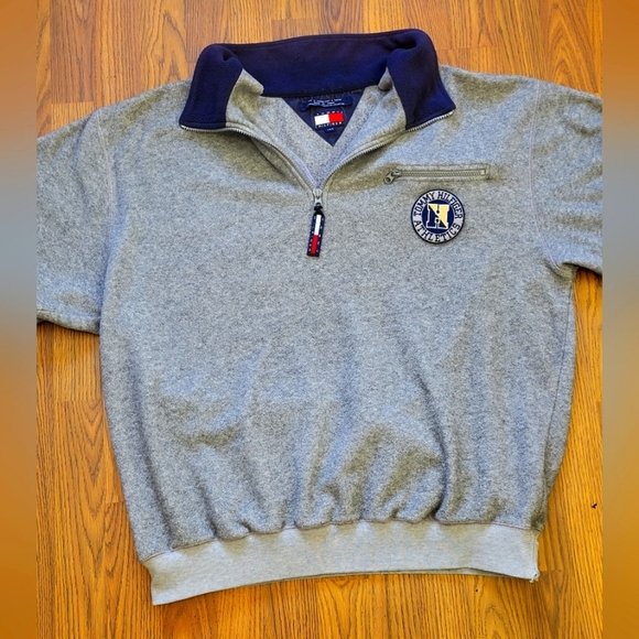 Vintage Tommy Hilfiger Athletics 1/4 Zip Pullover Fleece Spell Out Large #6149 - Picture 6 of 10